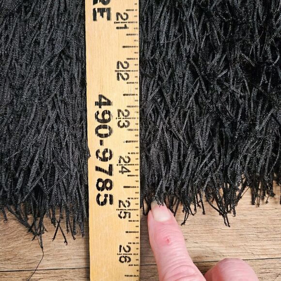 Max Edition Cardigan Womens XL Black Eyelash Shaggy Fringe Knit Open Sweater - Picture 12 of 13